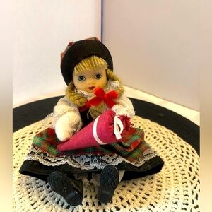 Vintage German Doll Sitting Girl with Umbrella